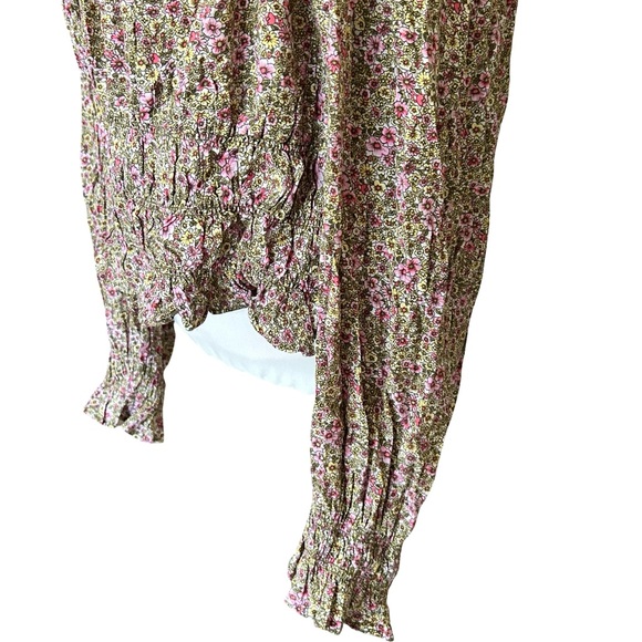 NWT H&M Pink Peasant Boho Floral Whimsy Smocked Long Sleeve Blouse Top Size XXL - Picture 5 of 8